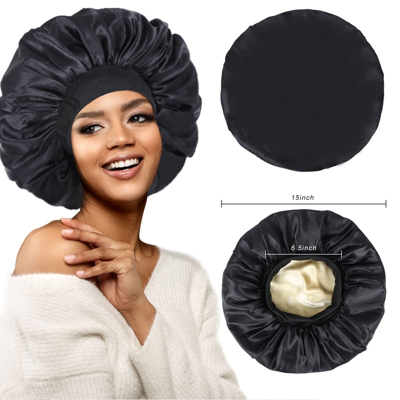 Silk Bonnet for Sleeping Double Layer Satin Bonnet Adjustable Bonnets