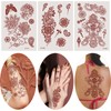 AHIER 6 Sheets Temporary Tattoos for Women, Flower Temporary Henna