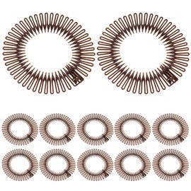 UOMIO 12 PCS Stretch Full Circular Stretch Comb Hair Bands, Comb Headbands for Women, Fashion Makeup Non slip Toothed Hairs Clip, Hair Wrap Holder for Lady and Girls Brown