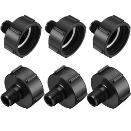 6 Pieces 275 330 Gallon IBC Tote Adapter 2" Coarse Thread x 3/4" Garden Hose Male IBC Tote Fitting Drain Water Tank Hose Adapter