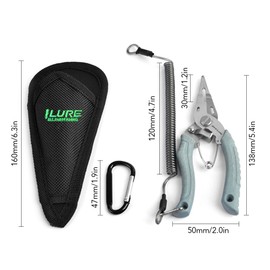 Fishing Pliers Scissors Stainless Steel Fishing Line Cutter Split Ring Pliers Hook Remover Tool with Lanyard and Sheath