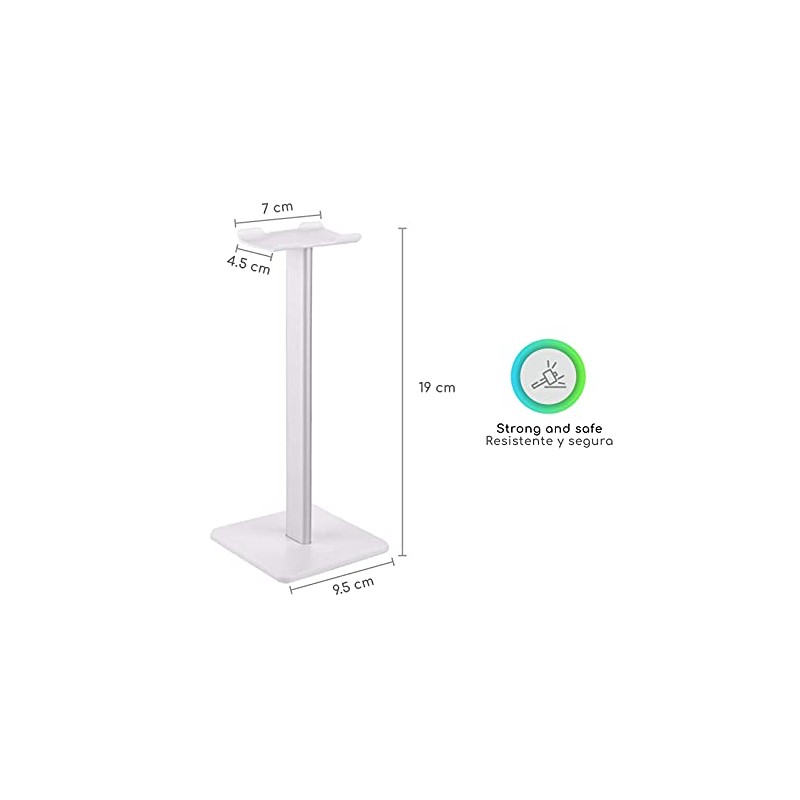Lenfech boldR Soporte Blanco con Plateado para Audífonos/Base Universal de