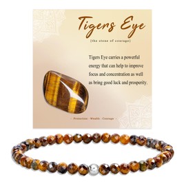 YOKIKA Tigers Eye Crystal Bracelets for Women, Adjustable Tigers Eye Bracelet Beaded Bracelets, Healing Crystal Bracelet Ladies Jewellery for Mum Birthday Valentines Mothers Day Gifts