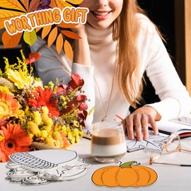 Moinchore 48 Pcs Fall Thanksgiving Coloring Crafts Color Your Own Bookmark Autumn Pumpkin Maple Leaf Paper Crafts Fall Party Favor Gifts for Birthday Fun Activities DIY Arts