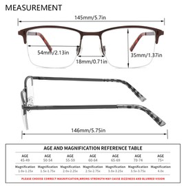 CRGATV 3-Pack Reading Glasses for Men Wide Blue Light Blocking Metal Half Frame Readers Anti UV/Eye Strain/Glare Semi Rimless Eyeglasses (+2.75 Magnification Strength)