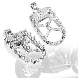 Motorcycle Foot Pegs 360° Roating MX Chopper Bobber Style Male Mount Footpeg CNC Wide Footrest Pedal For Harley Dyna Sportster Street Bob Fatboy Iron 883, Chrome