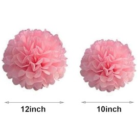 10pcs Tissue Hanging Paper Pom-poms Flower Ball Wedding Party Outdoor Decoration,Paper Flower Ball for Wedding Bridal Shower Birthday Bachelorette Party Backdrop Decoration,Light Pink