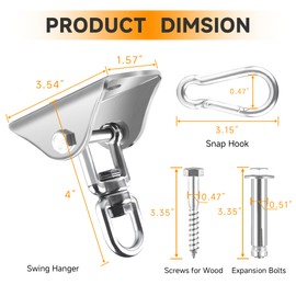 IFDGCTK Punching Bag Hanger, Stainless Steel Swivel Chain with 4 Snap Hooks for Heavy Bag Hammock Hanging Kit,Hanging Chair Hardware 360°Rotating 2000 lb Capacity Hammock Hooks Heavy Duty