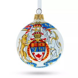 BESTPYSANKY Canada Coat of Arms Glass Ball Christmas Ornament 3.25 Inches