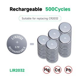 JOXIYECLTL 2032 Rechargeable Battery LIR2032 3.7V Lithium Button Batteries Replace CR2032 ML2032 for Car Key(4 Pack)