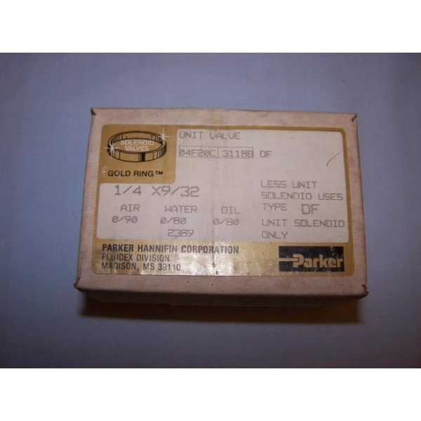 PARKER GOLD RING 04F20C3118BDF SOLENOID VALVE 1/4" X 9/32" NEW