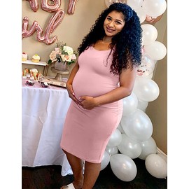 Baby Shower Dress - Maternity Dress Casual (Dusty Pink XL)