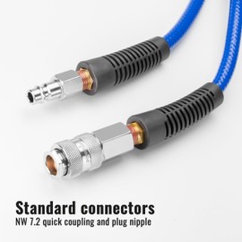 Poppstar PVC Air Line Hose 6/12mm, 5m Long, Quick Coupling & Fitting, 20 bar, Blue