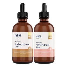 Kit crecimiento, facial humectante corporal y capilar Aceite de Ricino y Aceite de Almendras 50ml c/u Hebbe Cosmetics & Ludika