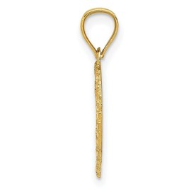 Wishing for Claudia 14k Yellow Gold Polished & Textured Cut-out Heart Charm Pendant 0.83 Inch