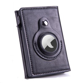 Airtag Men's Wallet, Magnetic Slim Wallet with RFID, Small Leather Wallet for Men with 7 Card Slots for Credit Cards & ID Cards, black, Modern