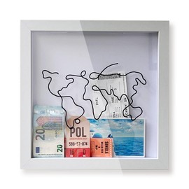 TABTAG Travel Adventure Archive Box,Travel Shadow Box with Slots,8-inch Memory Boxes for Keepsakes,box travel box（8Inch-White）