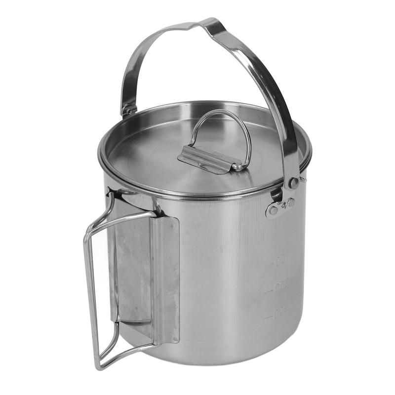 1.2L Stainless Steel Camping Kettle Portable Teapot Coffee Pot Outdoor