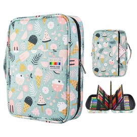 YOUSHARES - Estuche organizador de lápices de colores con 220 ranuras con práctica funda y cierre, soporte multicapa para lápices de colores y bolígrafos de gel (helado)