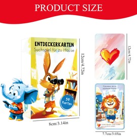 LDDYKZY 50 Explorer Cards for Children, Indoor Search Game for Children from 4 Years, Indoor Treasure Hunt and Discover Home, Educational Game & Gift for Girls and Boys