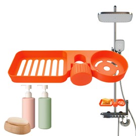 Shower Shelf - Bathroom Shelves Basket,No Drill Stable Space-Saving Basket for Cup Storage Soap Shampoo Organization Home Conditioner Towel