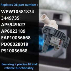 W10581874 Washer Drain Pump Compatible with Maytag Kenmore Whirlpool Washer Drain Pump 7MM MVW WTW 7MW,Washing Machine Replacement Part WPW10581874 AP5949627 AP6023189 EAP10056668 3449735 PS10056668