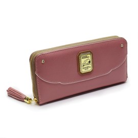 Snoopy Women's Long Wallet, Zip Around Zipper, Popular, Character Brooch, purple, One size