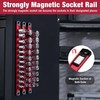 WORKPRO Magnetic Socket Organizer Set, 3-Piece Aluminum Alloy Socket Rail,