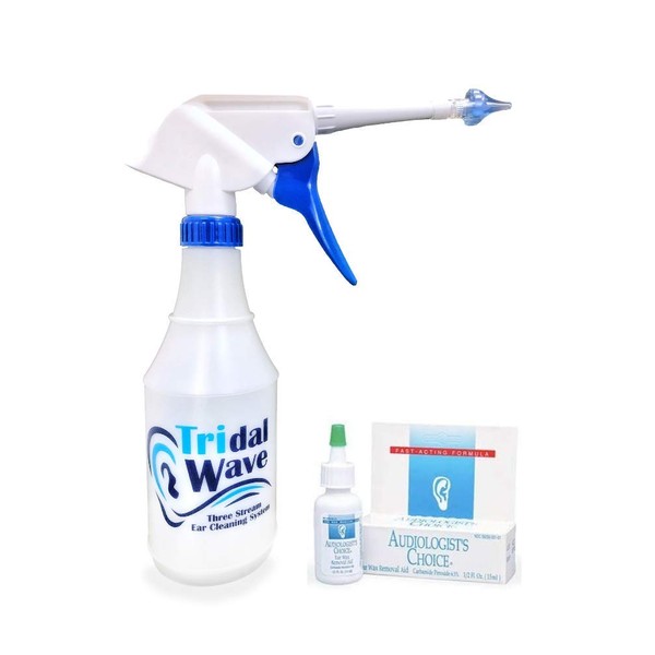 Ear Washer System - Home Solution for Safely Removing Built-Up Earwax and Preventing Future Earwax Buildup - Made by Tridal Wave (Tridal Wave & Earwax Removal Drops)
