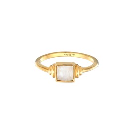 Elli Elli Premium Ring Women's Square Vintage with Moonstone in 925 Sterling Silver Gold-Plated, Sterling Silver, Moonstone