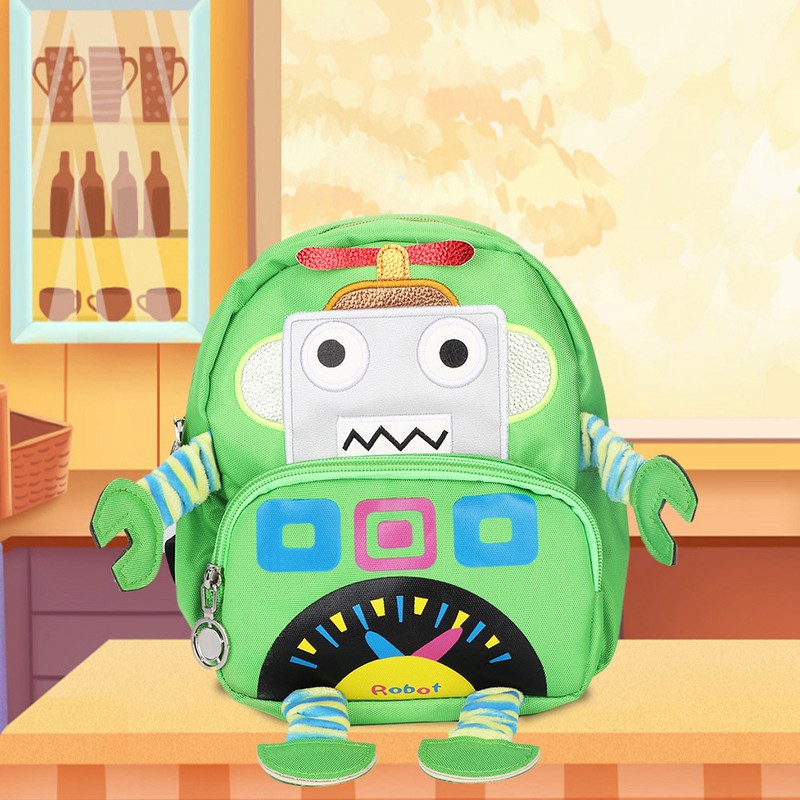 Cartoon Robot Pattern Kids Anti lost Backpack Schoolbag with Safety