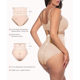 FeelinGirl Tummy Control Shapewear for Women Mid-Waisted Stomach Shapewear Faja Body Shaper Womens Underwear Light Skin XX-Large