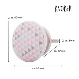 Knober furniture knob, ceramic white art deco country house style shabby chic dresser knob