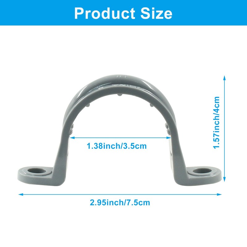 Kemcatui 12Pcs 1 1/2 Inch PVC Pipe Straps, Two Hole