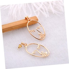 VALICLUD Dangle Face Earrings Gold Earrings Stud Cuff Earring Face Earrings Abstract Face Statement Earrings Retro Earrings Ear Studs Cuffs Vintage Earrings Abstract Face Earrings Oval