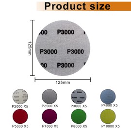 SenmaiTools 40 pcs Ultra Fine 125mm Sanding Discs. Hook and Loop 5 x 2000 2500 3000 4000 5000 7000 8000 10000 Mixed Grit,5 Inch Round Sanding Discs Pads for Random Orbit Sander