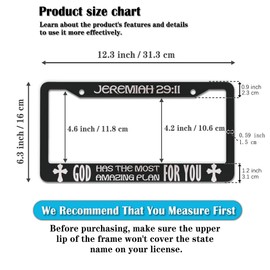 Plate Cover for Car Black and White License Plate Frames Jeremiah 29:11 God Has The Most Amazing Plan for You Aluminum Metal Car Accessory 2 Pack with Screw Covers Set