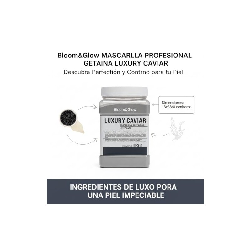 Bloom&Glow- Mascarilla profesional de gelatina de Caviar/Luxury Caviar. 650 gramos