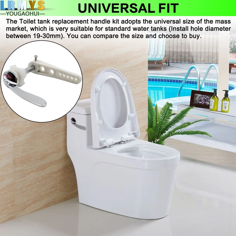 LRMYS Chrome Plated Replacement Toilet Tank Handle, Universal Fit Metal