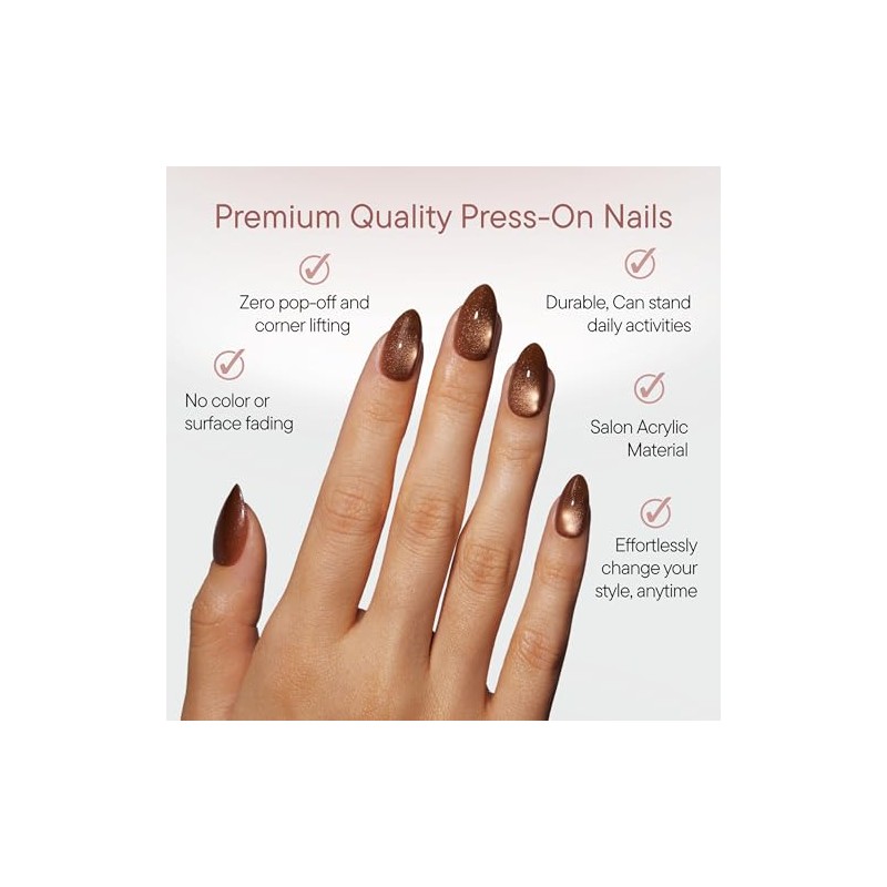 Celebritips Uñas Postizas Decorativas | Polvo De Canela, Uñas Cortas