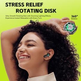 ANCwear True Wireless Earbuds, Bluetooth Headphones, Ear Buds with Metal chain & USB-C Charging Case,Mecha desgin with Customizable stickers for Teens,Young Adults (Ash) (Yellow)