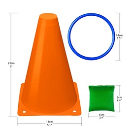 Eocolz - Juego 3 en 1 para carnaval, conos de plstico blando, bolsas de frijoles, juegos de lanzamiento de aros para fiestas de cumpleaos infantiles, 