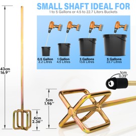 AYZOTEK Paint Mixer for Drill, 1-5 Gallon Bucket, Paint Stirrer for Drill, Zinc Plated, Rust-Free & Easy to Clean, Fits All Standard Drills - For Mixing Paint, Resin, Epoxy & Concrete (Medium Head)