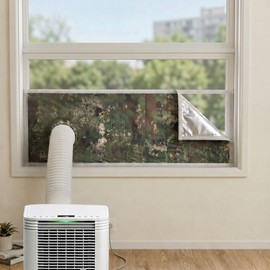 LIHONK Reversible Extra Large Window Seal Kit for Portable AC Unit (Camo & Silver) - Adjustable & Insulating Universal AC Venting Kit for Portable Air Conditioner in Sliding Windows M