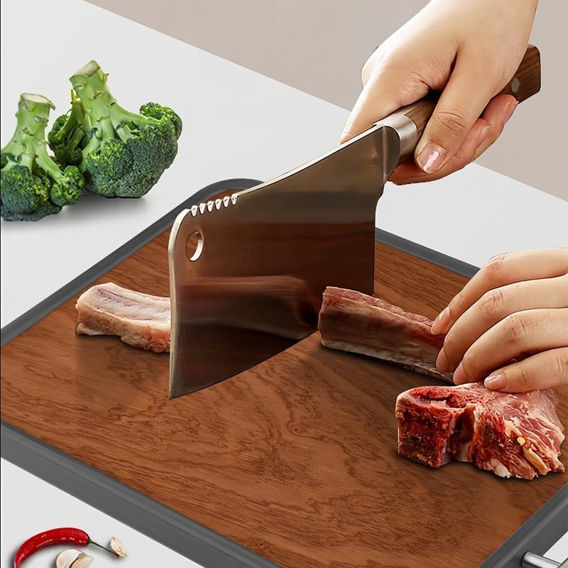 WLTQOL Solid Ebony Wood+Titanium Double-Sided,304 Stainless Steel Handle TPR Rubber