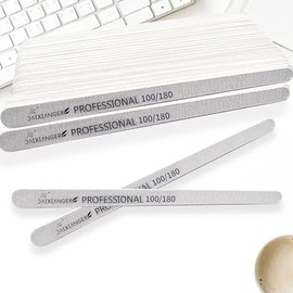 Juego de 20 limas de uñas, tableros profesionales de grano 100/180 de doble cara para uñas acrílicas, esmalte de gel, moldear y pulir uñas naturales, 