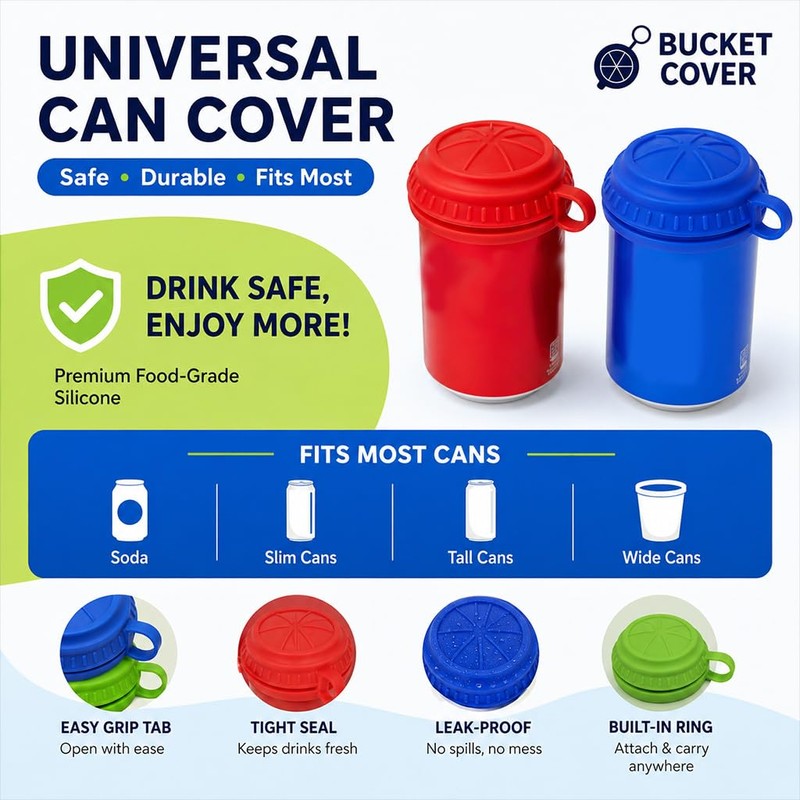 4 Pack 4 Colors Soda Can Lids, Reusable Silicone Airtight