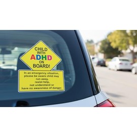 STICKY DUDE | 1 pcs Child with ADHD on Board - 5 inches - Car Truck Decal Sticker. Alert Responders