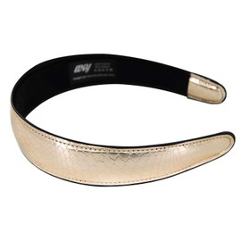 axy HRK3 Leather Headband in Crocodile Look Vintage Hair Band Leather Hairband Headband Classic HRK3 (Gold)