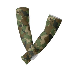 yicomon UV Sun Protection Arm Sleeves for Women Men, Green Camouflage Paint Summer Cooling Arm Sleeve for Driving Sports Cycling (L)